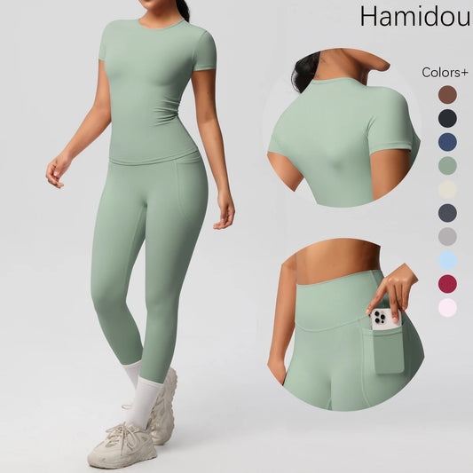 Women 2pcs Patchwork Sport Yoga Suit