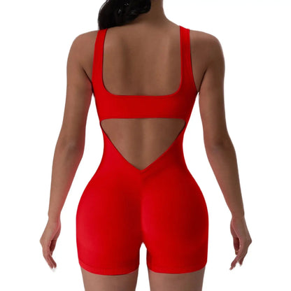1PCS Backless Yoga Suit U Neck Sleeveless Without Bust Pads