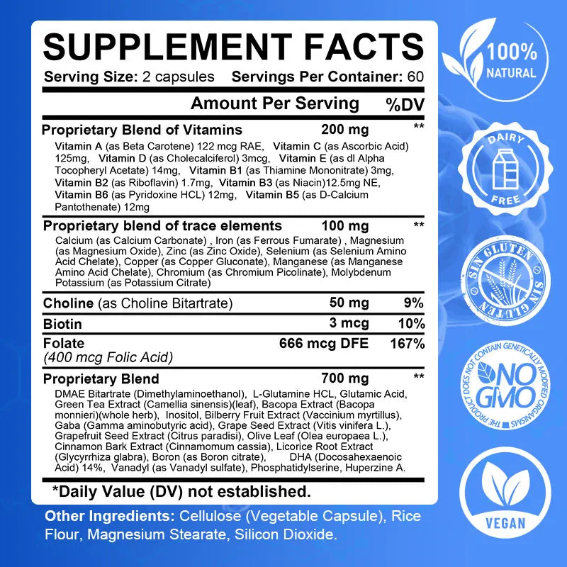 Brain Supplement, supports your thinking, clarity and balance, healthy brain development.