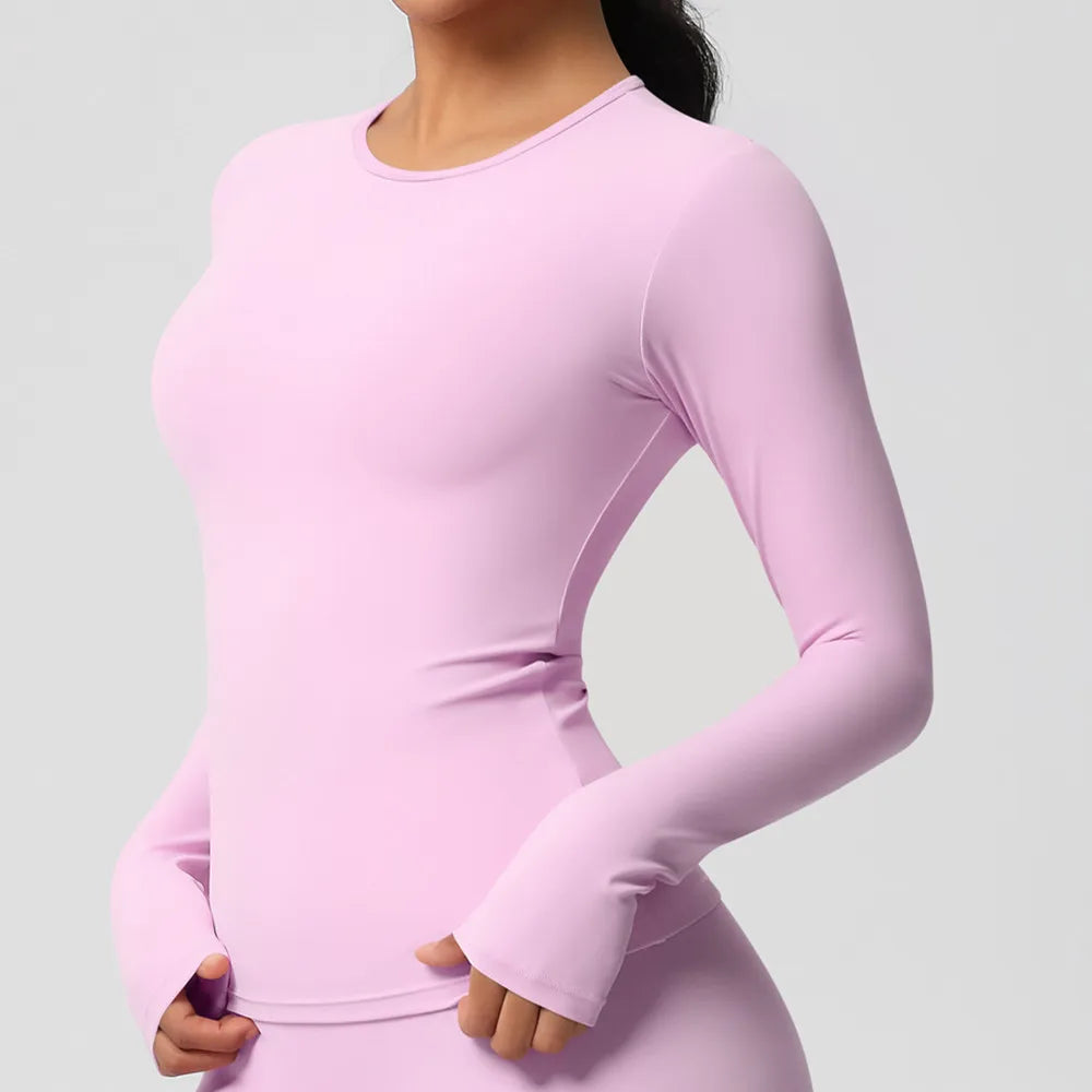 Long Sleeve Fitness Dry Fit Breathable High Elastic Sports Crop Tops