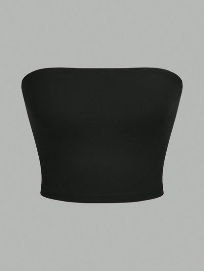 strapless vest sleeveless crop top l