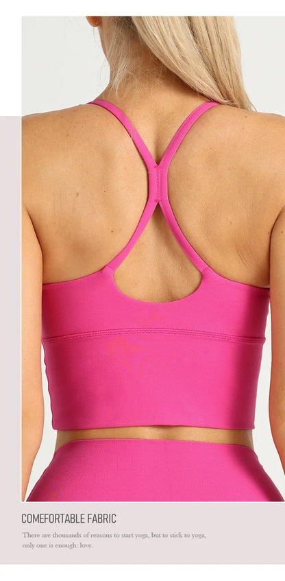 Solid Color  Sexy Cross Back Y shape Sports Bra Fitness Sling