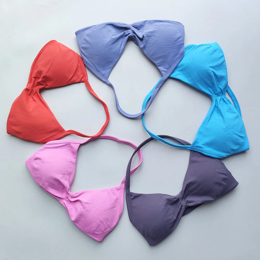 Sports Bra Strappy Backless Removable Cups