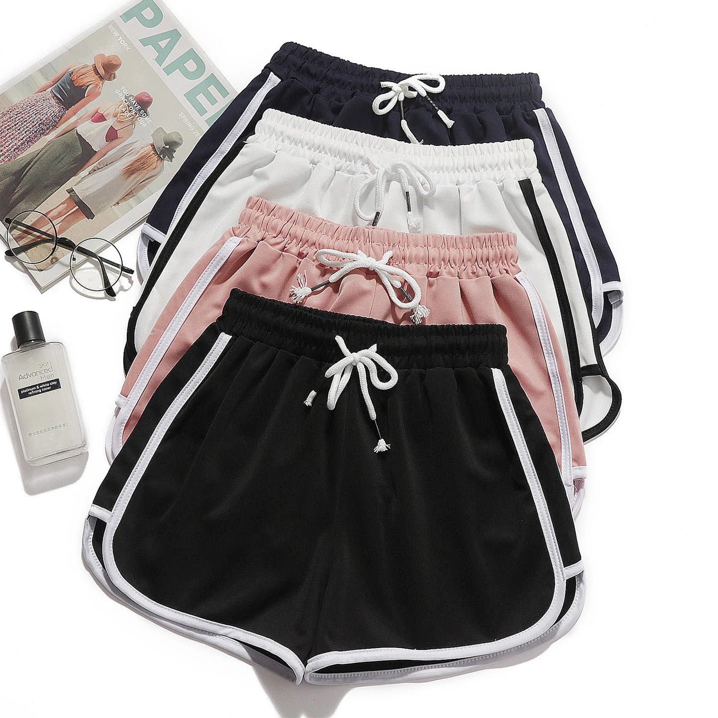 mid-waist casual loose straight  thin breathable wide leg shorts