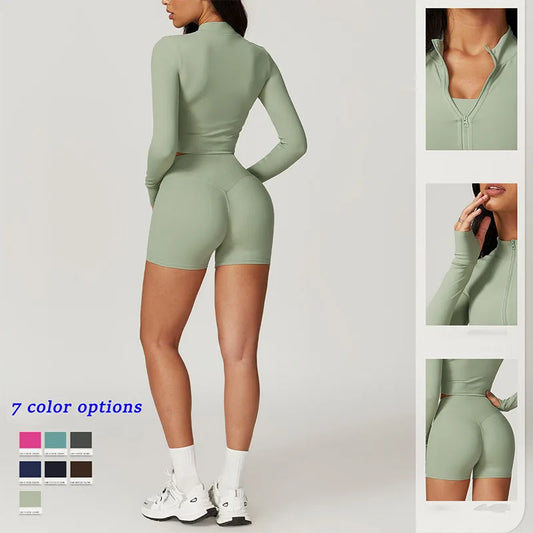 Yoga Set 3PCS  Sports Bra ，Jacket， Leggings