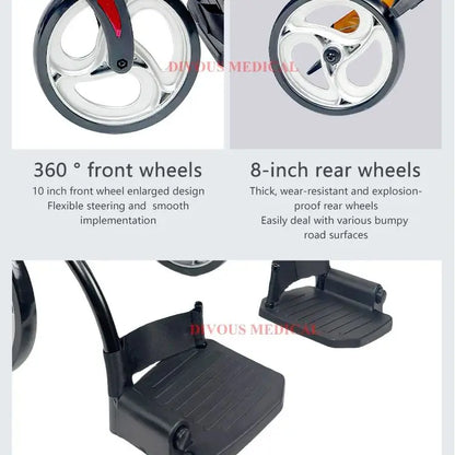 Lightweight Folding Four-wheel Chair Elderly  Walker Rollators With Seat