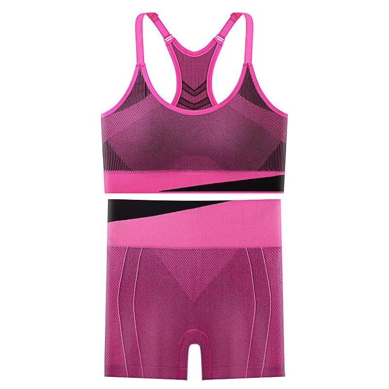 2 Piece Yoga Set Women Running Shorts and Sports  Bra