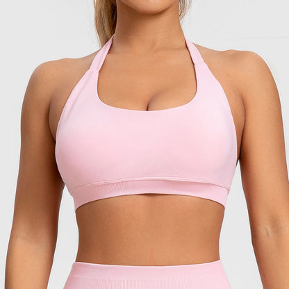 Halter Top Sports Bra Push-up Sexy Open Back