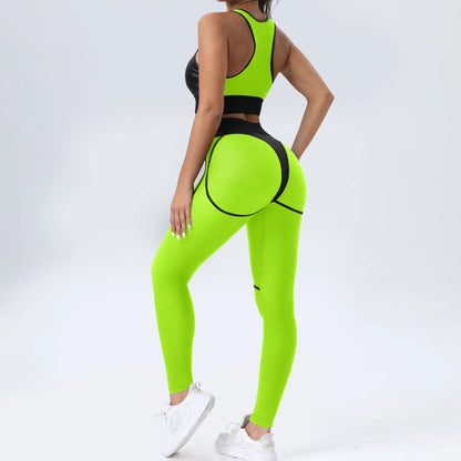 Patchwork Suit for Fitness Elastic Breathable Sport Set