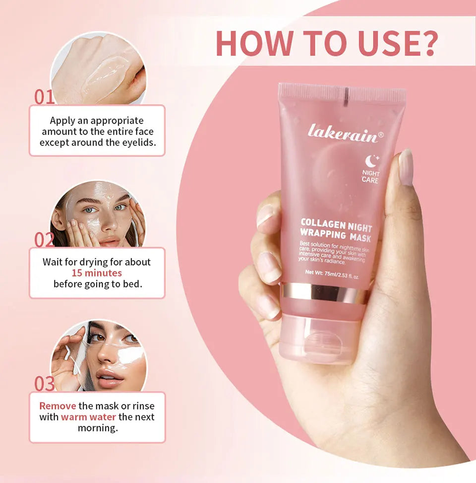 75ml Collagen Peel-off Mask Night Wrapping Facial Mud Firming mask Daily 100g Collagen Jelly Cream