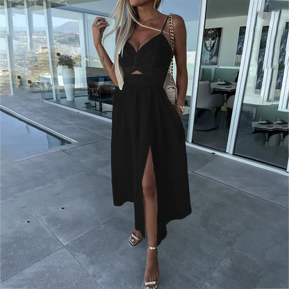 sexy party dresses V-Neck Big Swing Slimming Backless Sleeveless