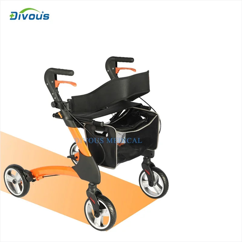 Ultralight Mobility Walking Aid Folding Four Wheels Walkers for Disabled Adults
