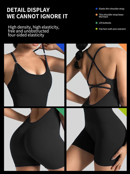 One-Piece Yoga Jumpsuit Skinny Short