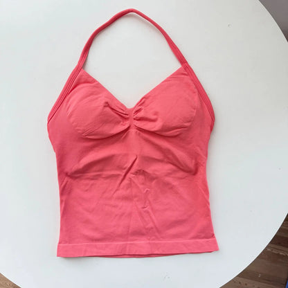 Strappy Yoga Top - Backless  Built-in Bra & Removable Cups for Running