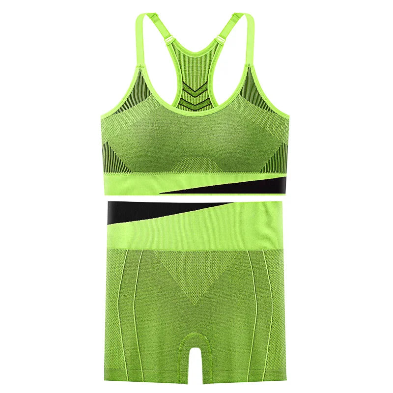 2 Piece Yoga Set Women Running Shorts and Sports  Bra