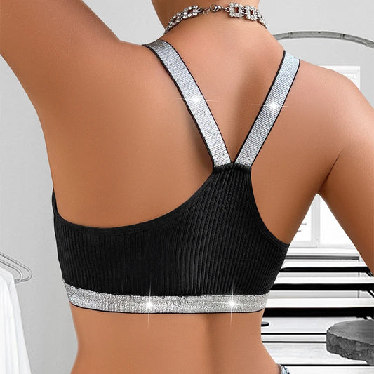 Sexy Ribbed Yoga Tanks Top Backless  Comfortable Push Up Chic Bralette