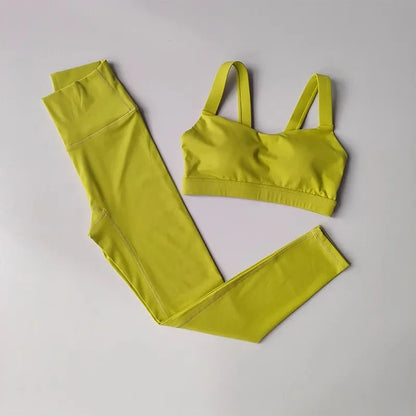 Sports Bra High Waist Leggings Shorts Gym Set