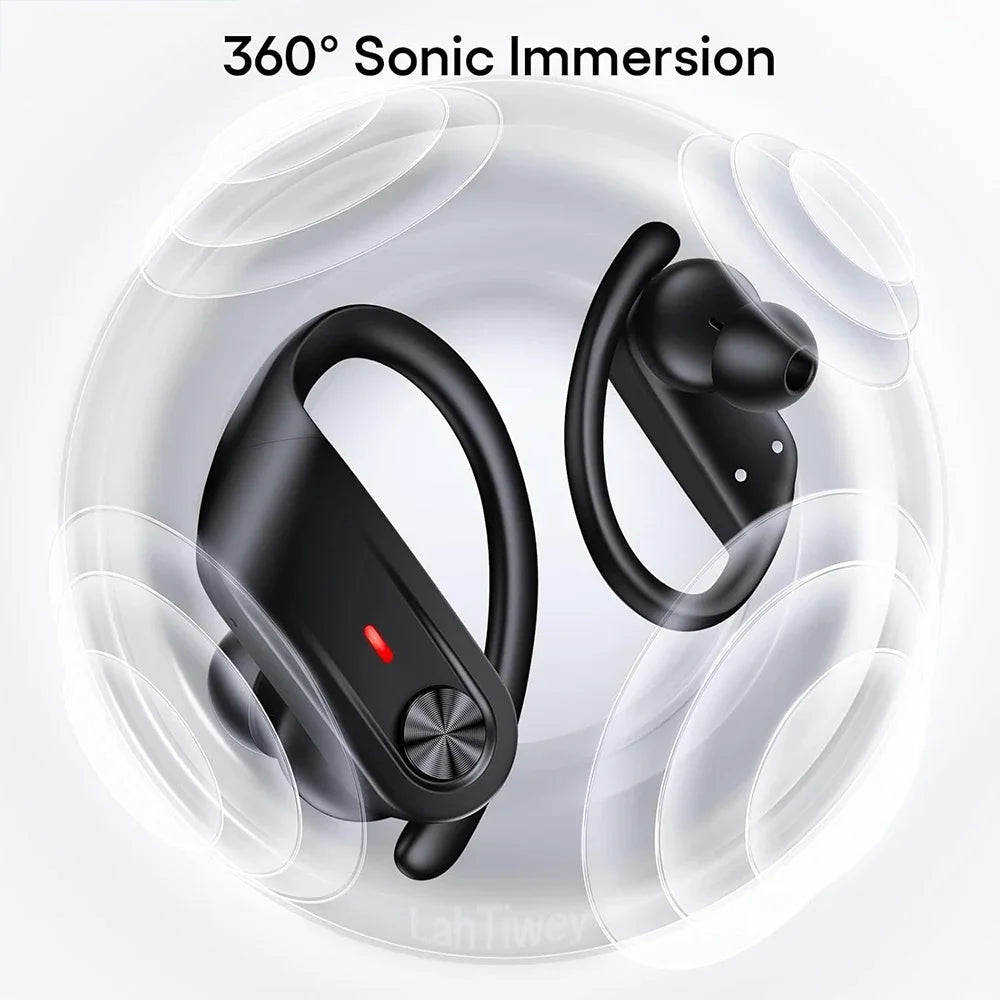 Bluetooth V5.3 Waterproof Headphones IPX7 with Noise Cancelling  80Hrs Playtime