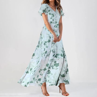 Short Sleeve Maxi Dresses Cute Floral