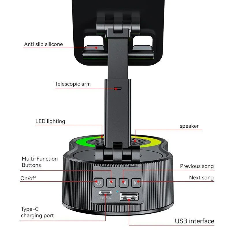 Cell Phone Holder Stand With LDE Light Bluetooth Speaker