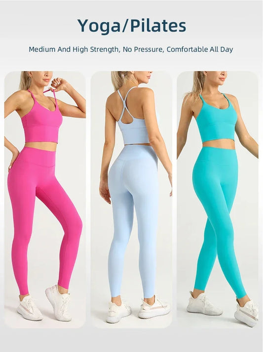 2 Piece Yoga  Set Push Up Sports Bra Leggings