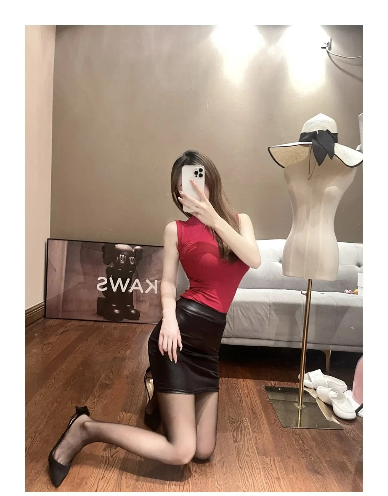 Leather Matte Slim Mini Short High Waist Skirt