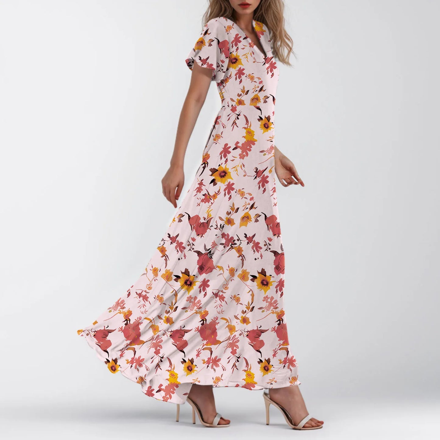 Short Sleeve Maxi Dresses Cute Floral