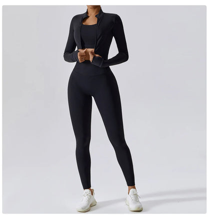 Yoga Set 3PCS  Sports Bra ，Jacket， Leggings