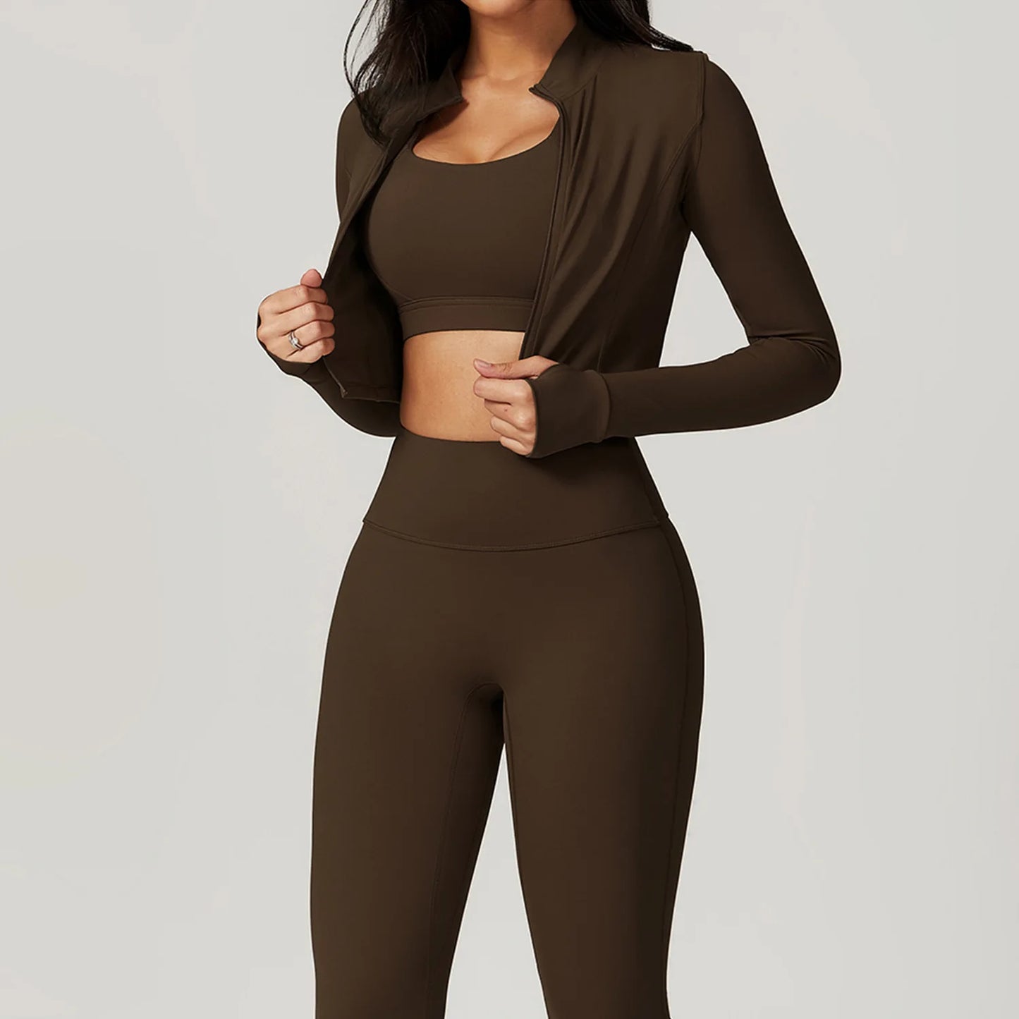 Yoga Set 3PCS  Sports Bra ，Jacket， Leggings