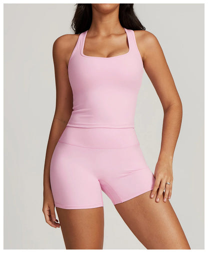 Yoga Sets 2 piece Seamless Leggings Tank Shorts Suit