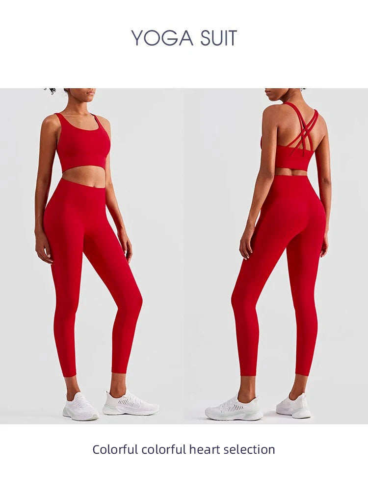 2 Piece Yoga Push Up  Sports Bra Leggings Suit