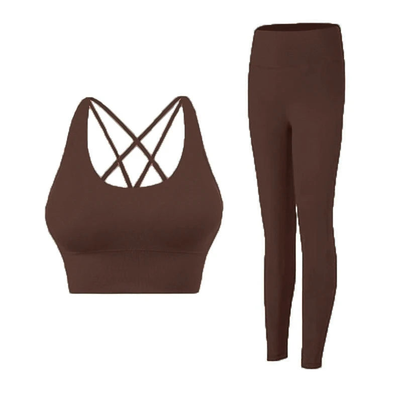 2 Piece Yoga Push Up  Sports Bra Leggings Suit