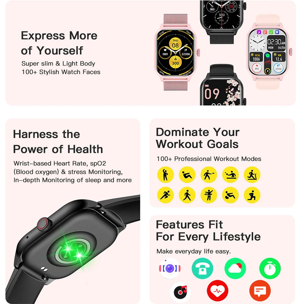 Bluetooth Call Smartwatch Fitness Tracker Sports Watches
