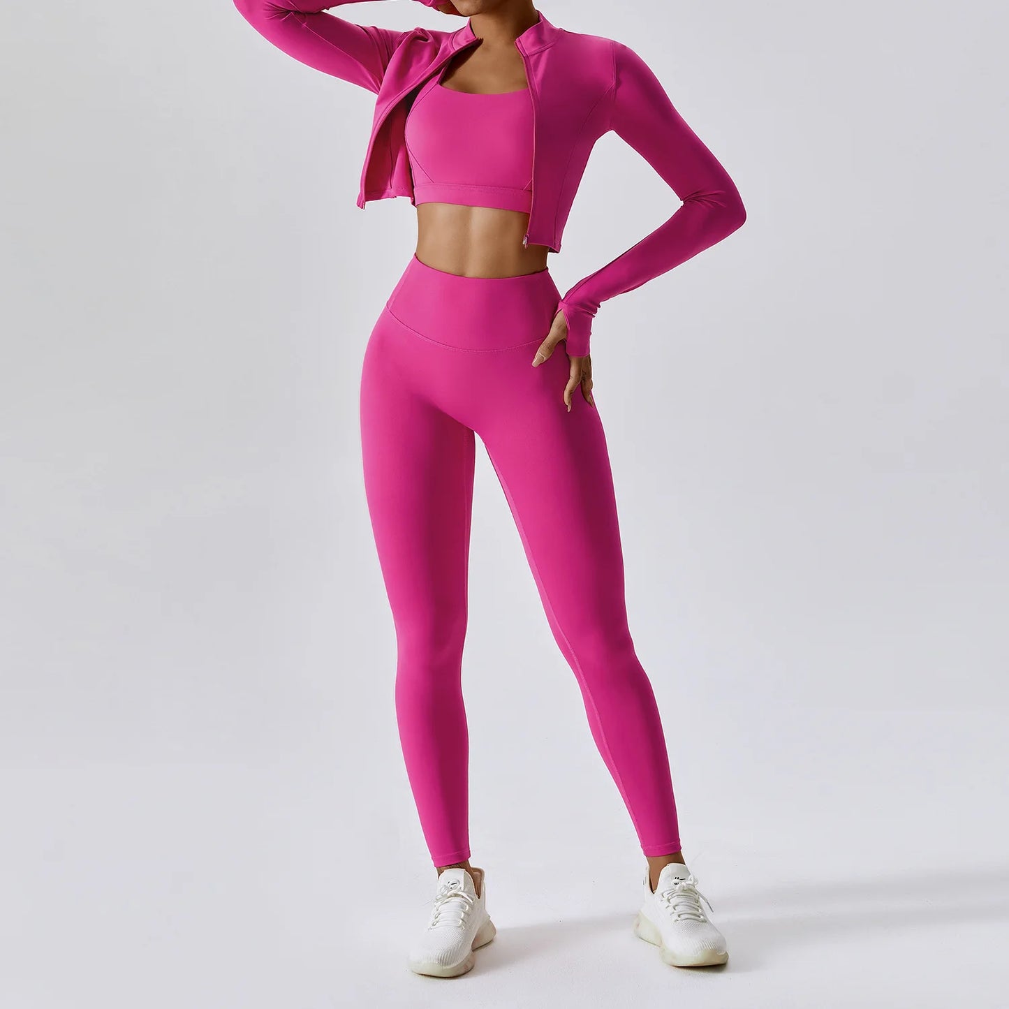 Yoga Set 3PCS  Sports Bra ，Jacket， Leggings