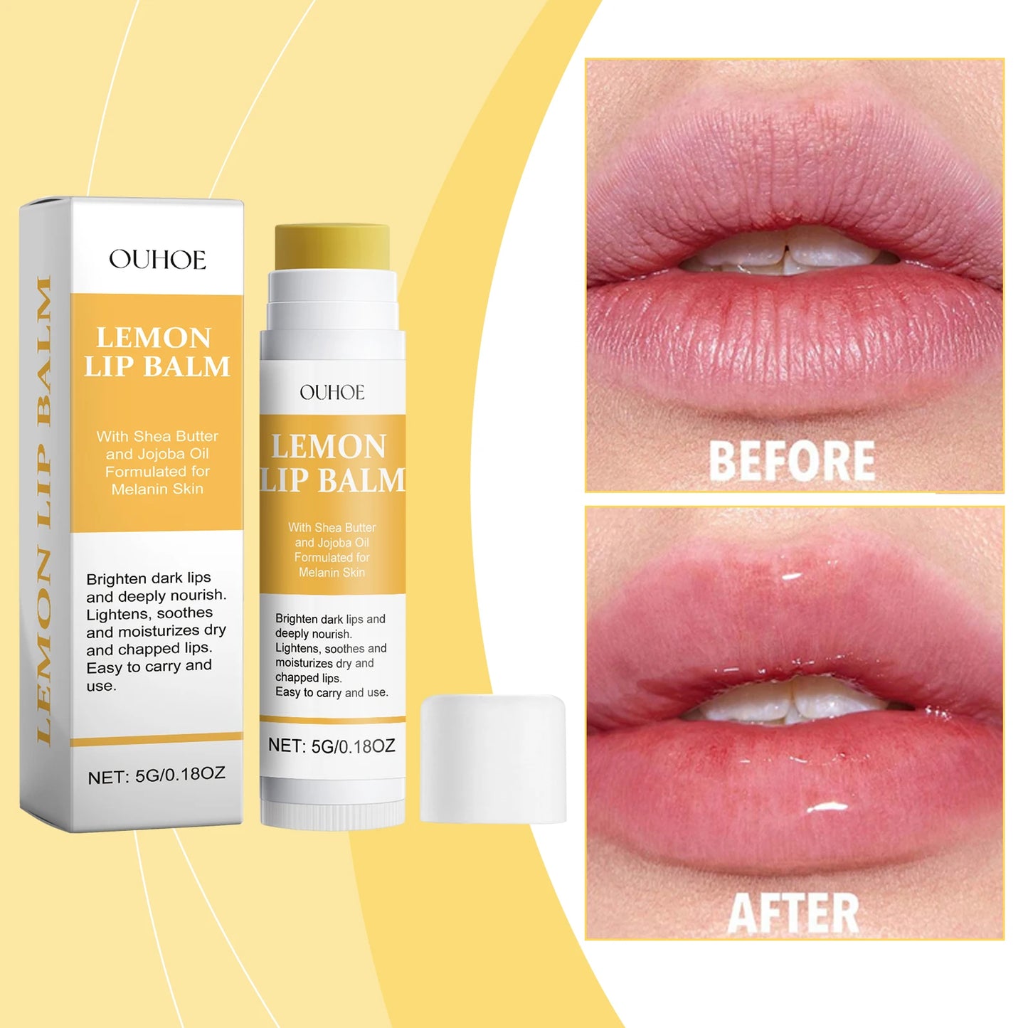 Ginger Lemon Lip Balm Mask Gloss Oil Exfoliating Clean Turmeric Dark Melanin Remove Improve Dullness Moisturizer
