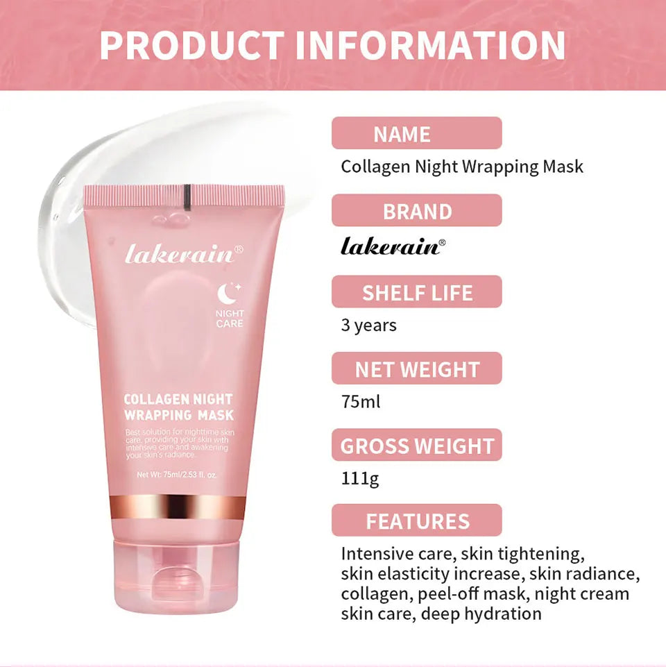 75ml Collagen Peel-off Mask Night Wrapping Facial Mud Firming mask Daily 100g Collagen Jelly Cream