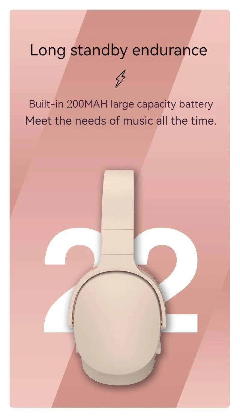 Fashion Wireless Bluetooth Headphones Over Ear HIFI Stereo Headsets