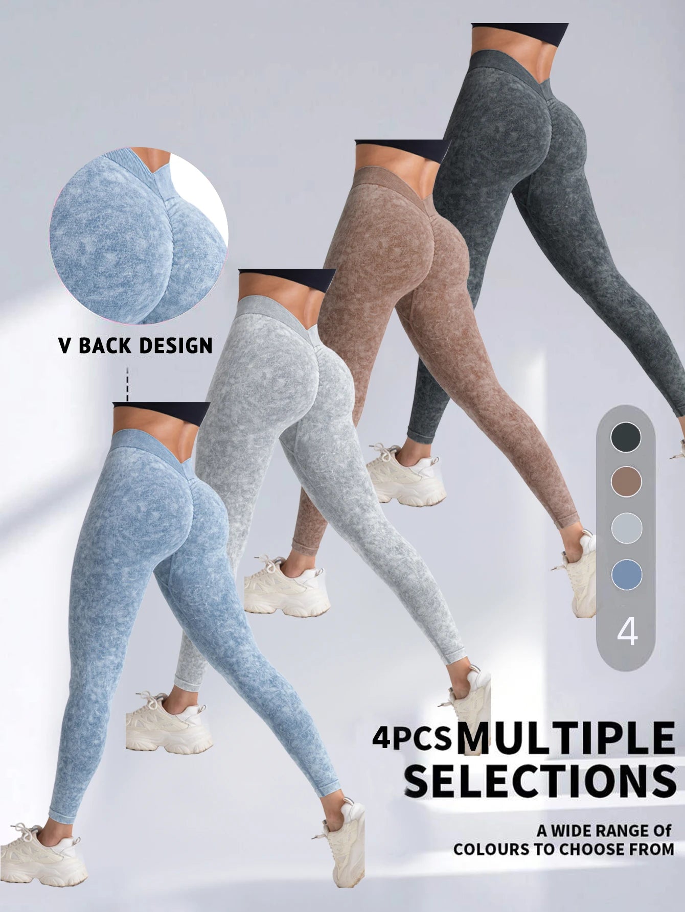 4 pack  V back waist, yoga hip lift yoga leggings