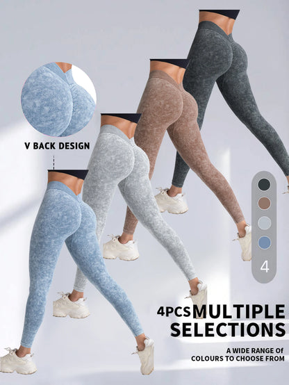 4 pack  V back waist, yoga hip lift yoga leggings