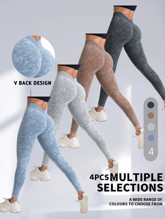4 pack  V back waist, yoga hip lift yoga leggings