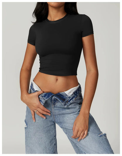 Yoga Top Seamless Sport T Shirts Short Sleeve