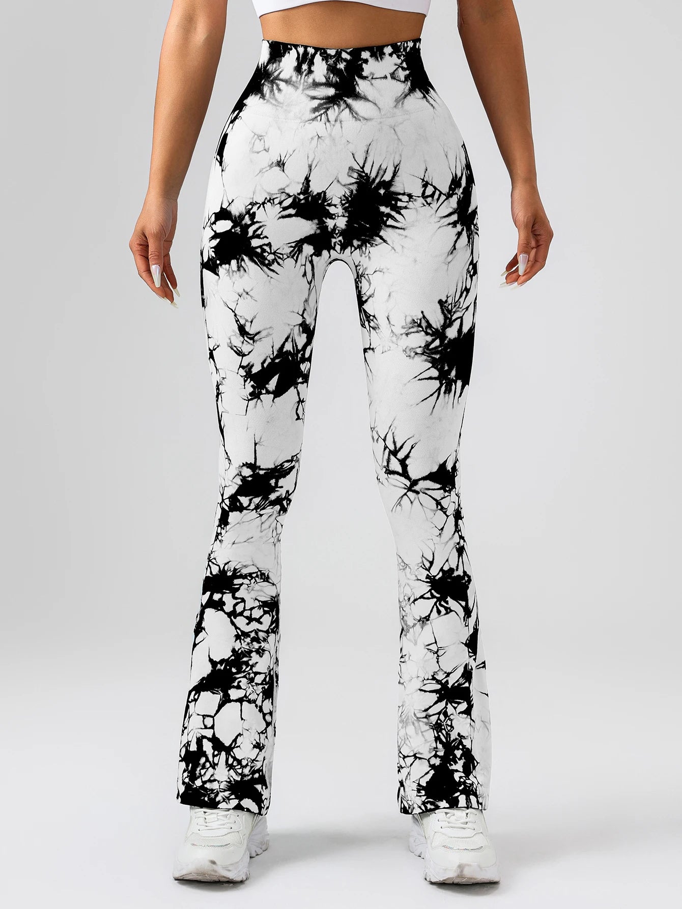 4 Pack Tie-dye flared yoga pants, High-waisted hip lifts