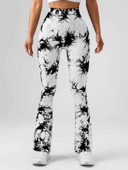 4 Pack Tie-dye flared yoga pants, High-waisted hip lifts