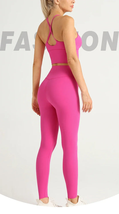 2 Piece Yoga  Set Push Up Sports Bra Leggings