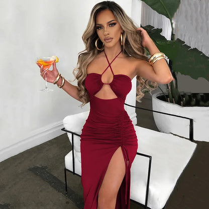 Sleeveless Sexy Female Midi Backless Dresses Slim