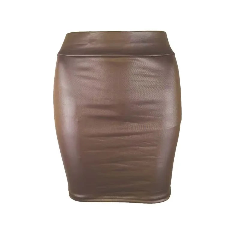 Leather Matte Slim Mini Short High Waist Skirt