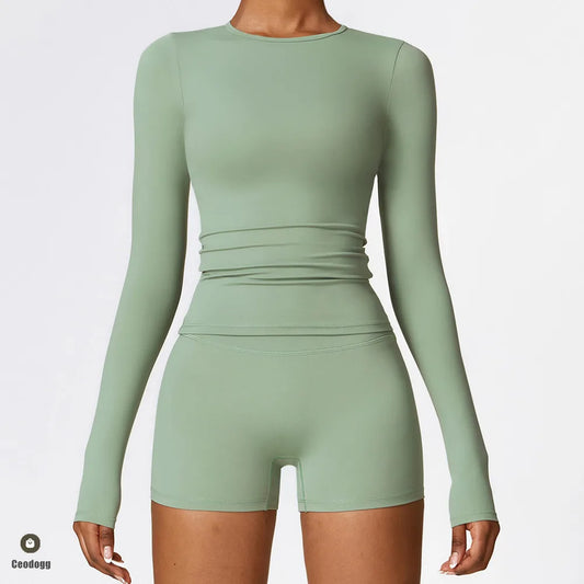 Long Sleeve Fitness Dry Fit Breathable High Elastic Sports Crop Tops