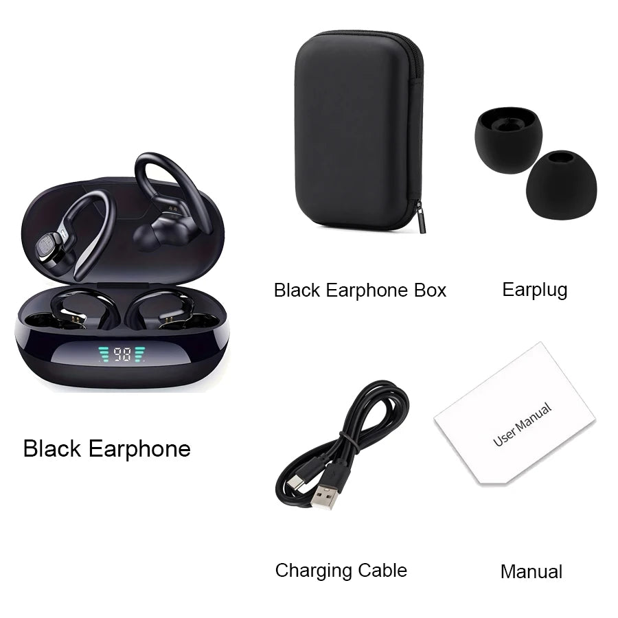 Ture Wireless Earbuds Ear Hook Sports HiFI Stereo Waterproof  With Mic