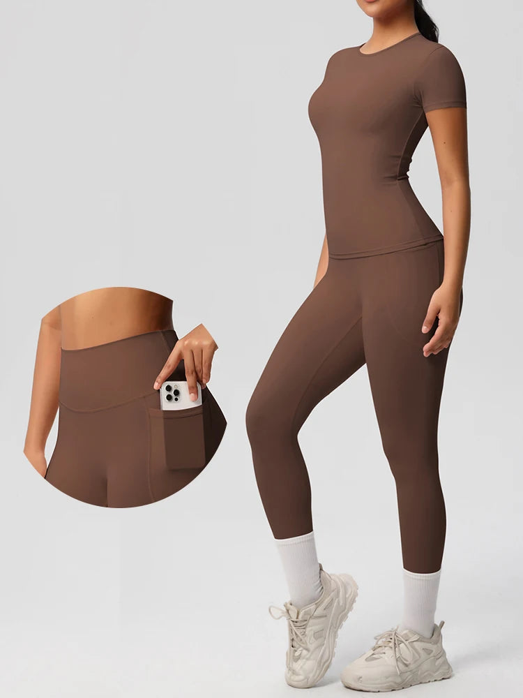 Women 2pcs Patchwork Sport Yoga Suit