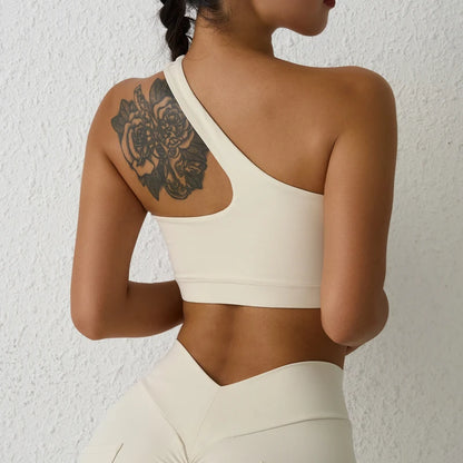 Sexy sports Bra One Shoulder Yoga Bra Detachable